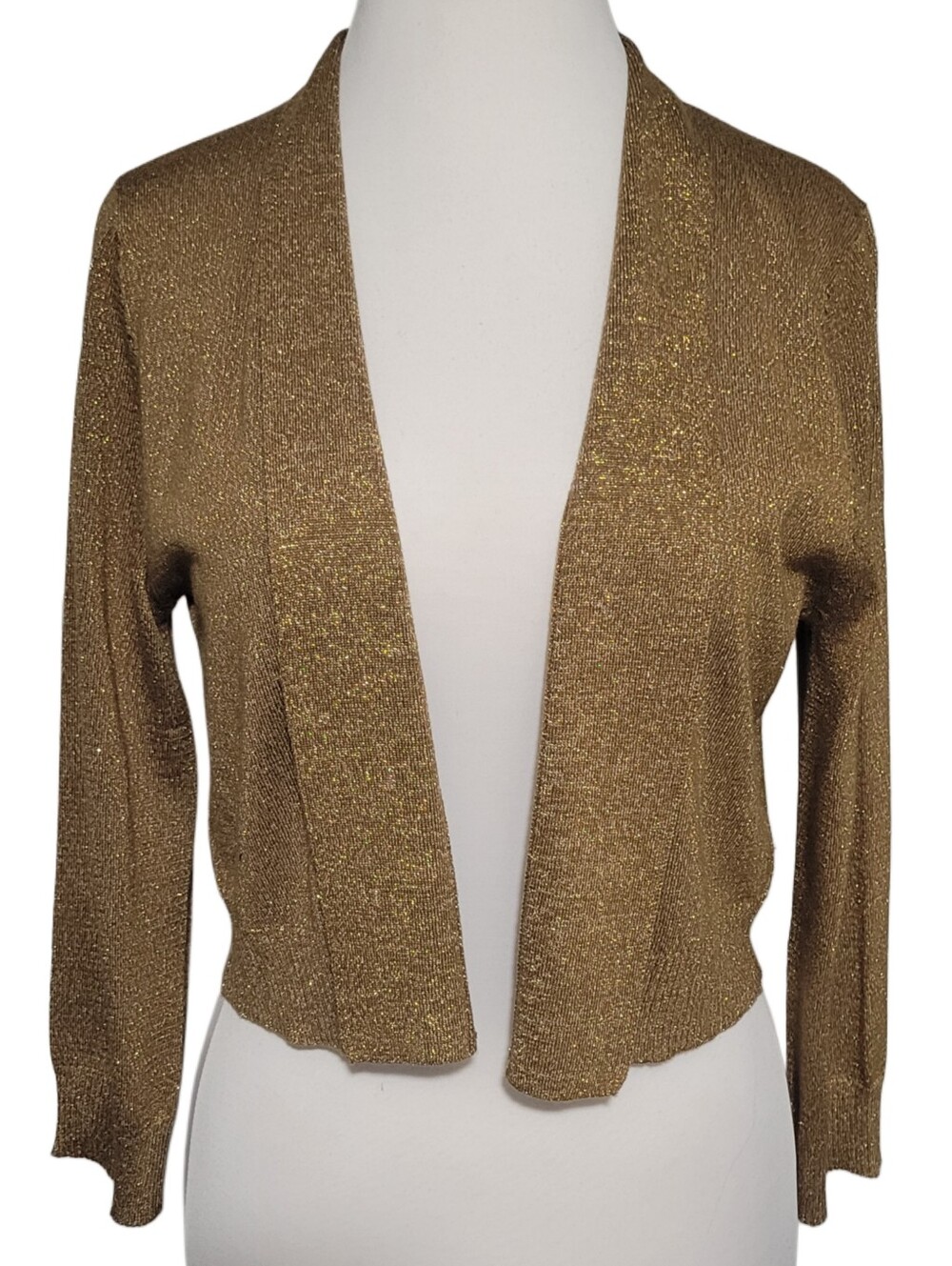 Calvin Klein Metallic Open Front Crop Cardigan Size Large